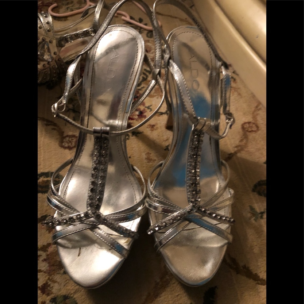 ALDO silver sequins heels